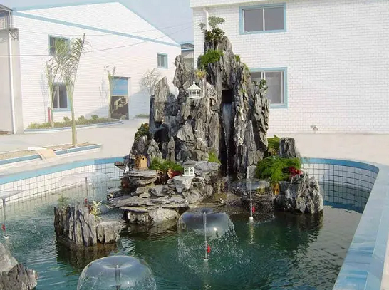 公司工廠(chǎng)小型水池噴泉假山